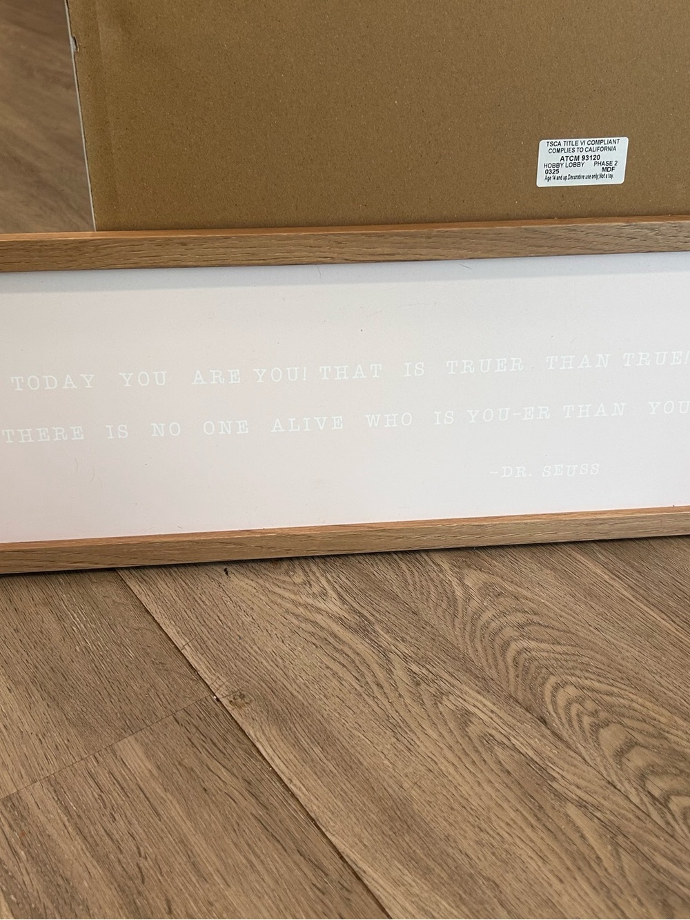 Framed Dr. Seuss Quote Wall Art in Light Wood